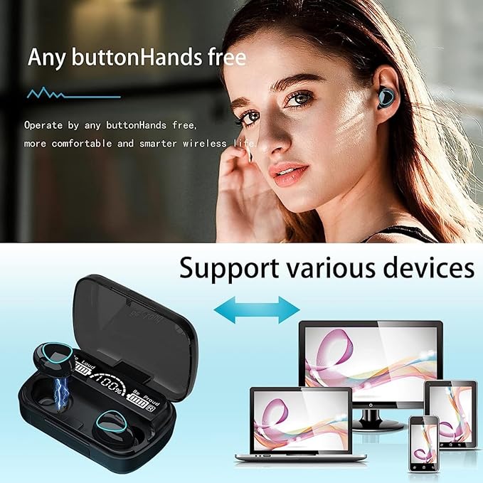 M10 Wireless Headphones with Mic Bluetooth 5.1 Touch Control Noise Reduction Headphones